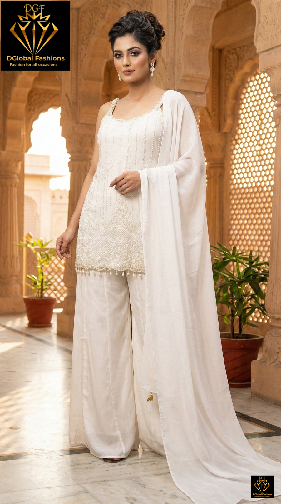 Sharara Suit Set with Intricate Embroidery, Cutdana, Pearl & Sequin Handwork