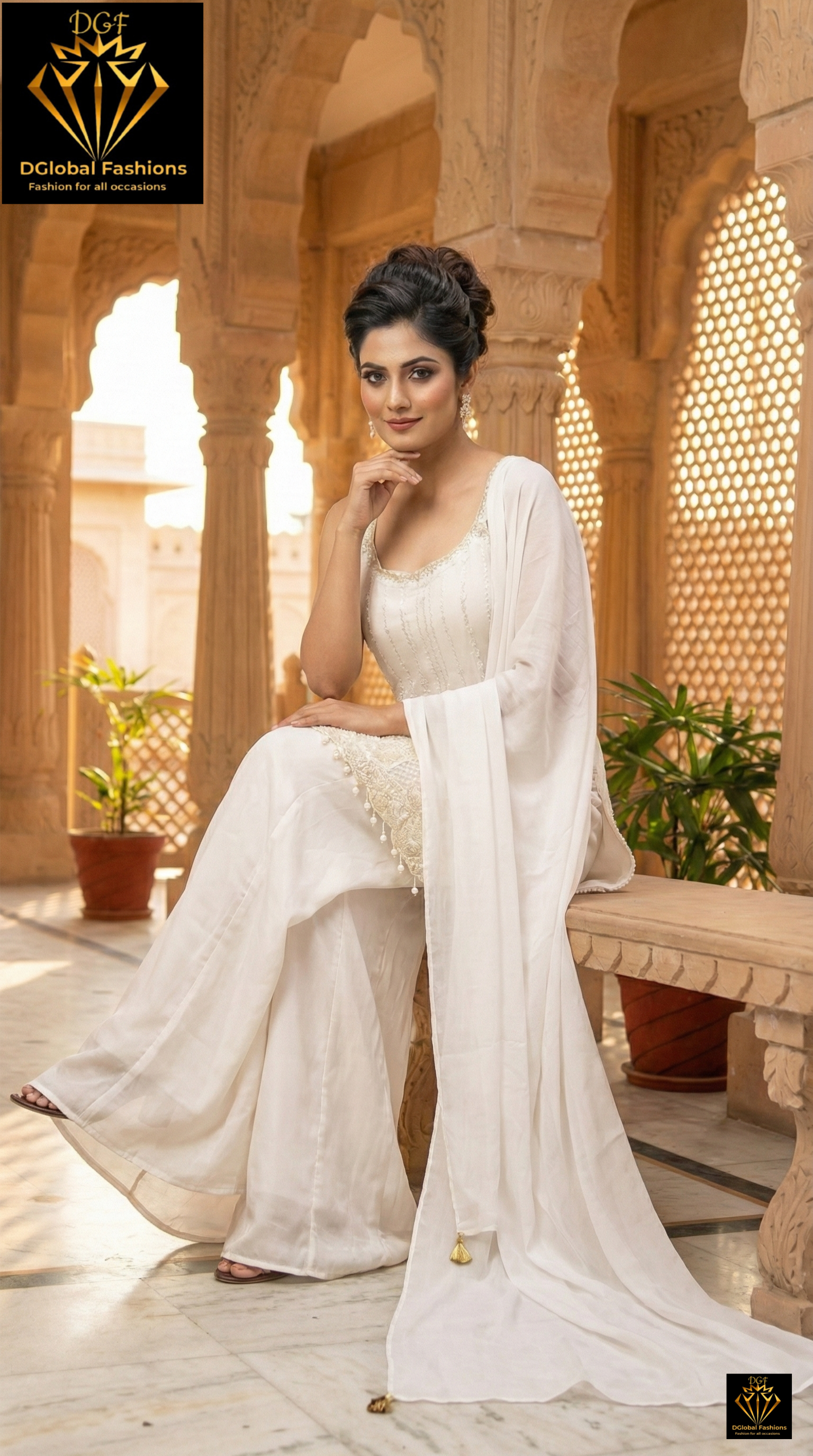 Sharara Suit Set with Intricate Embroidery, Cutdana, Pearl & Sequin Handwork