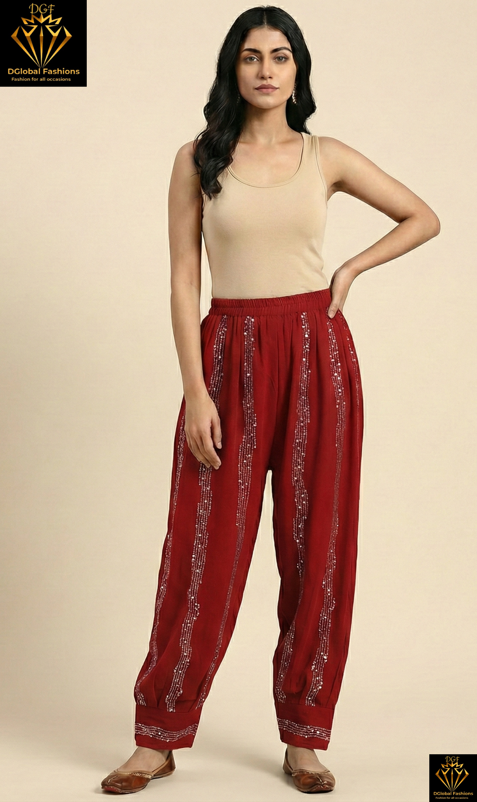 Afghani Pants with Sequin Detailing