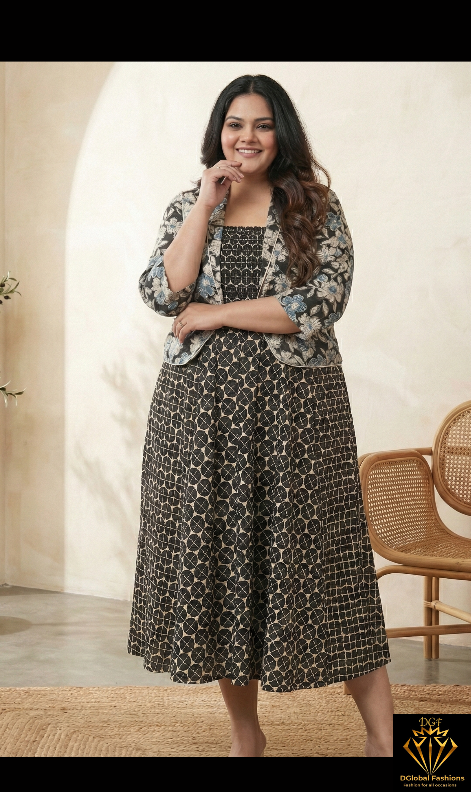 Spaghetti Strap Dress with Cotton Jacket