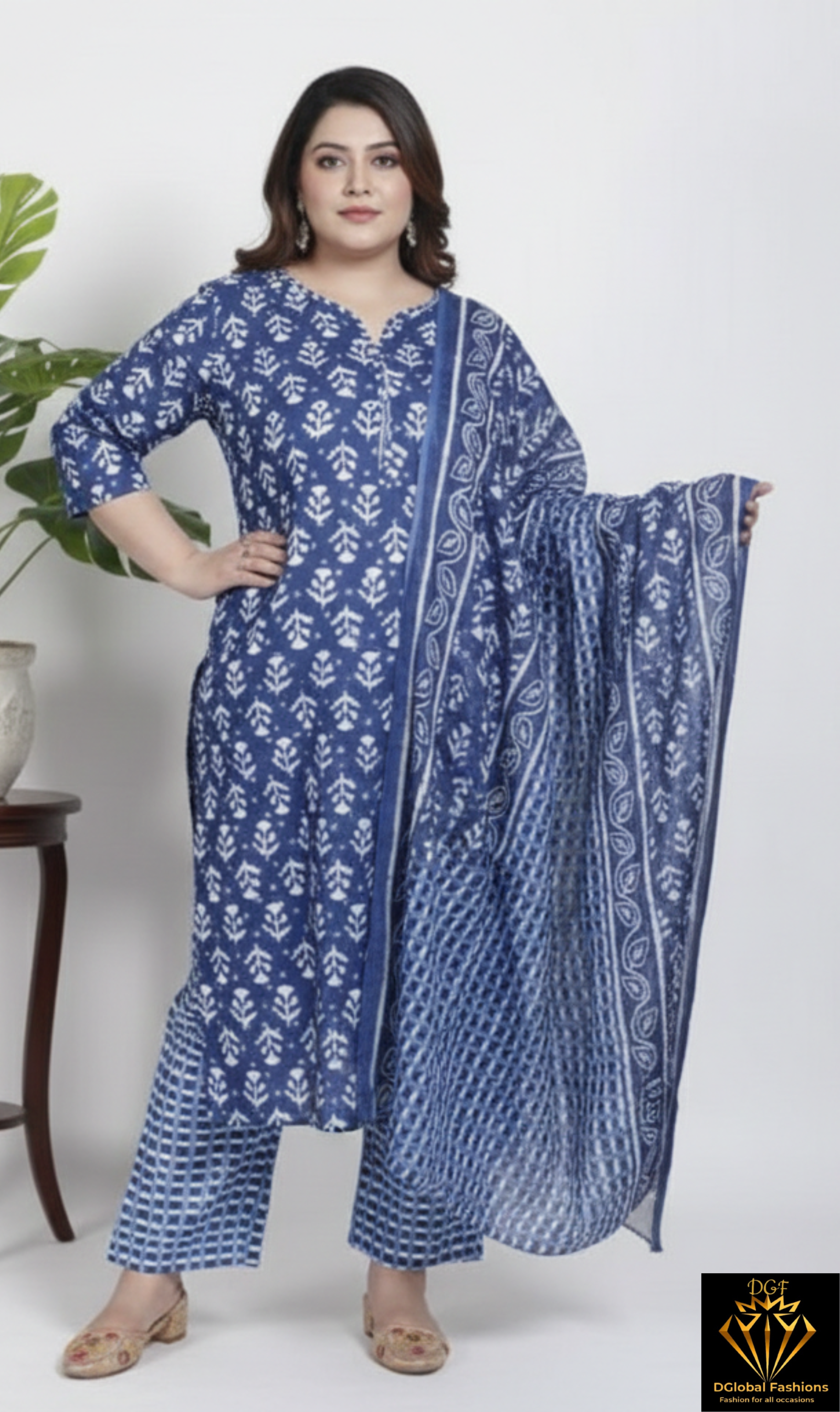 Cotton Kurti Pant Dupatta Suit Set