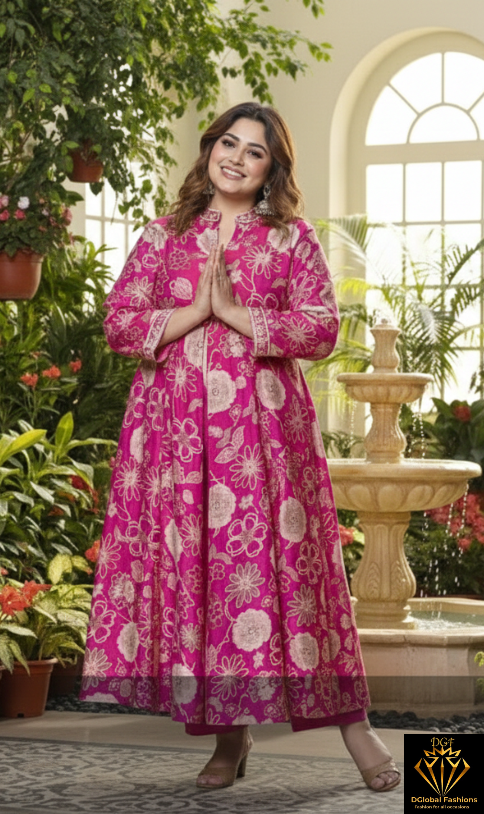 Indo-Western 2-Piece Set Featuring Handwork Neck & Sleeves