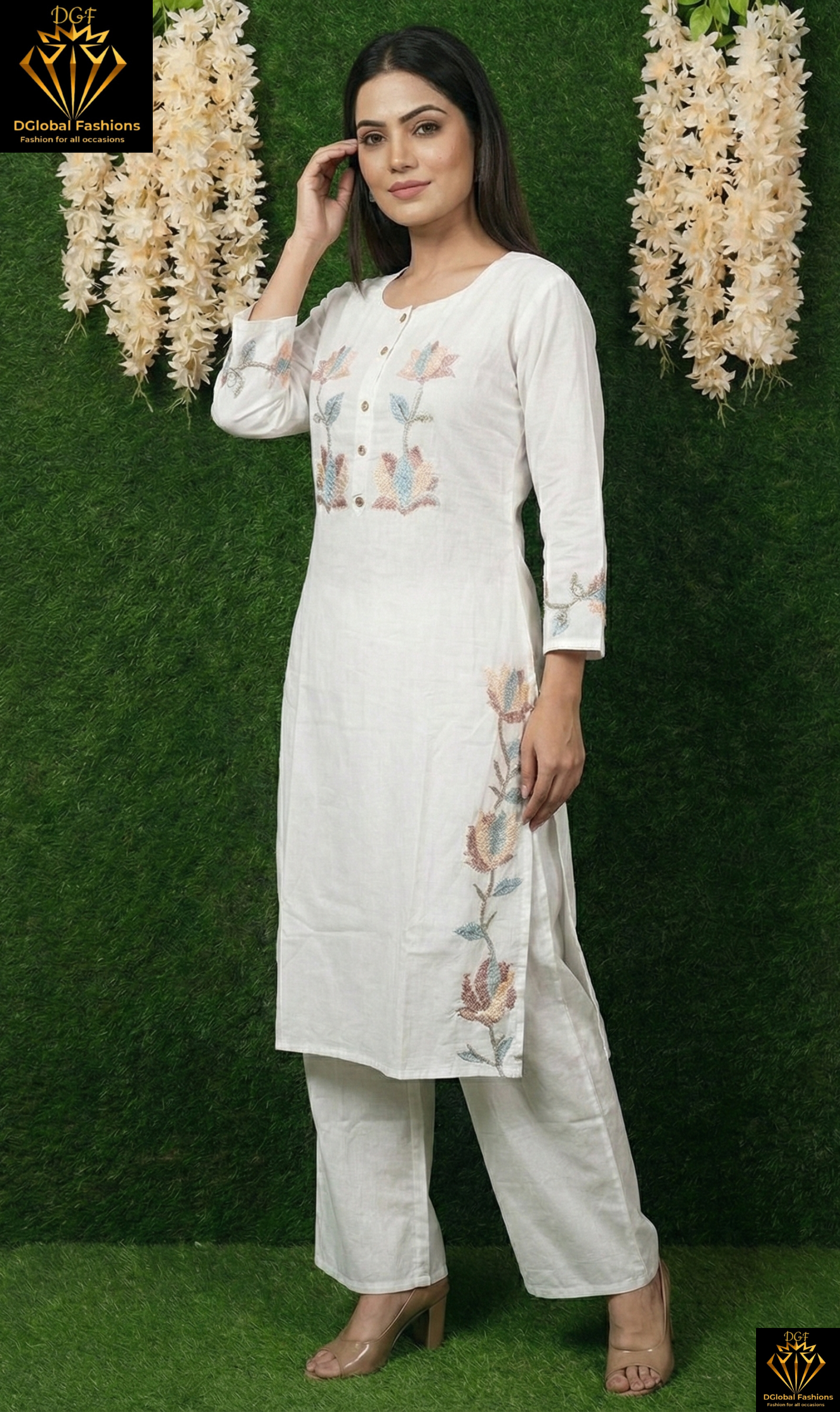 Cotton Co-Ord Set with Thread Embroidery Work