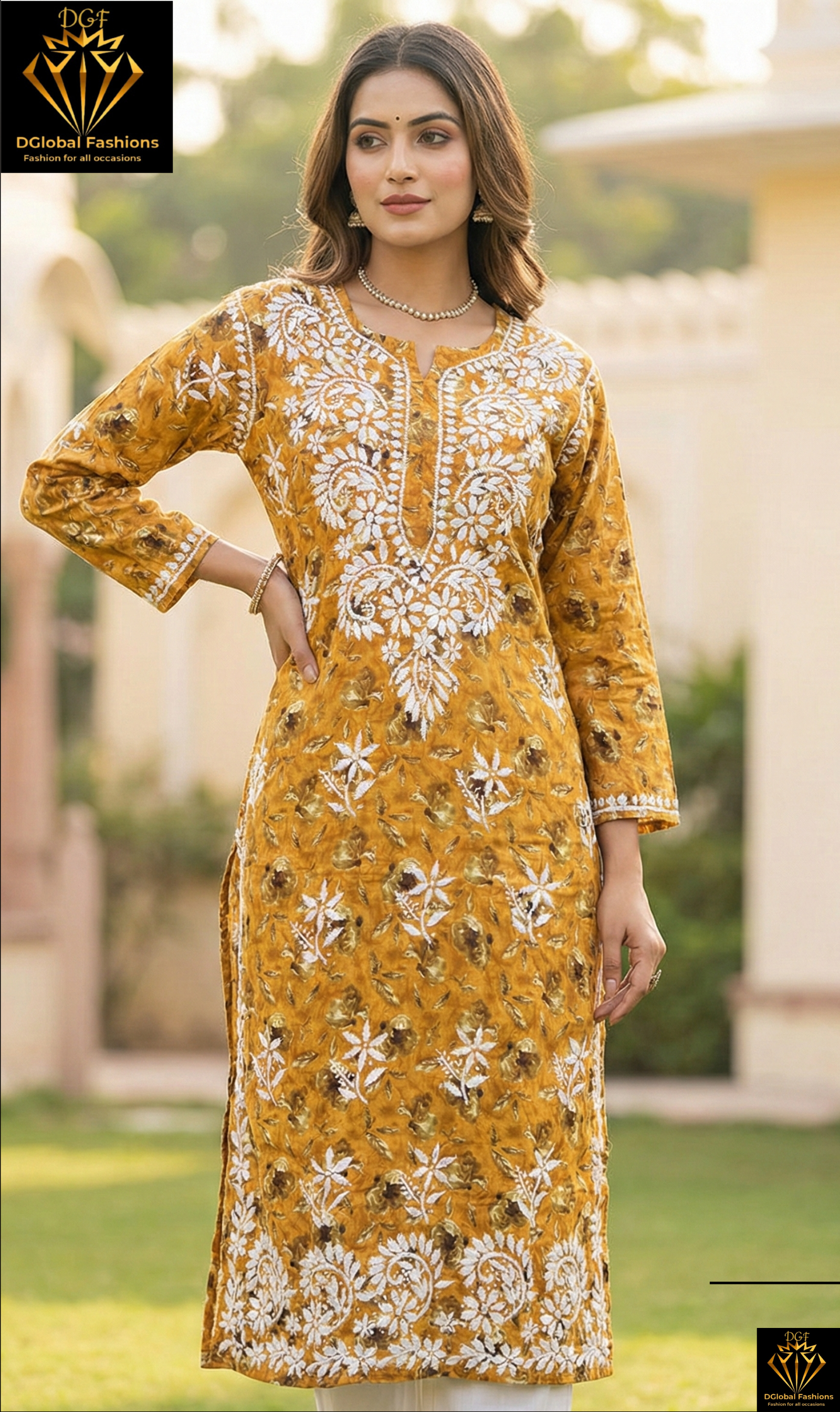 Lucknowi Chikankari Mulmul Kurti with Heavy Hand Embroidery