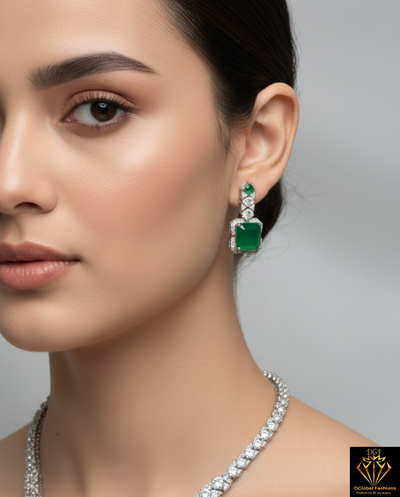 Priyanka Chopra–Inspired Diamond-Style Necklace Set with Matching Earrings