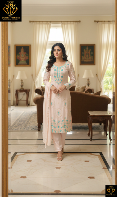 Georgette Suit Set with Resham Embroidery & Stone Work