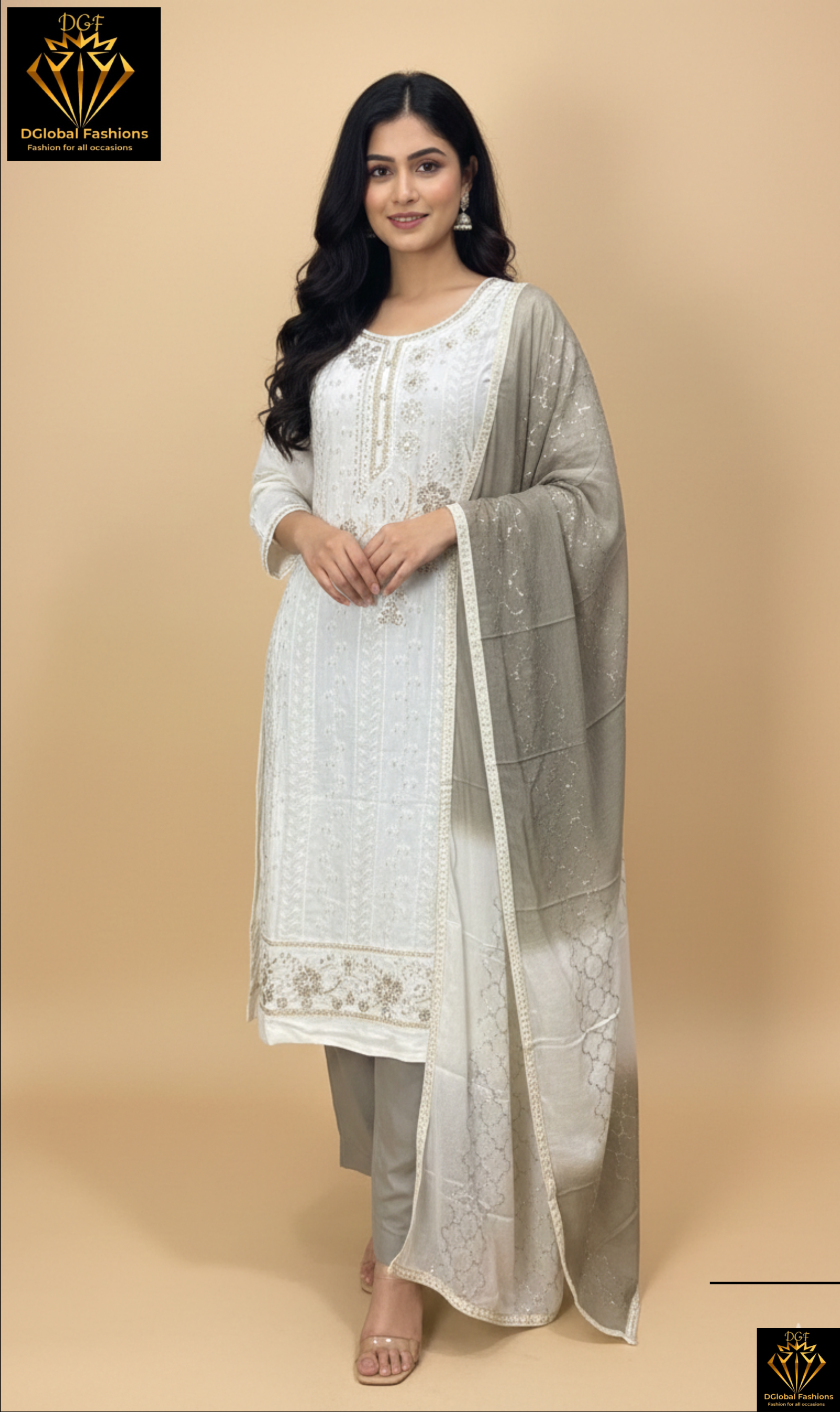 All-Over Embroidered Cotton Suit Set
