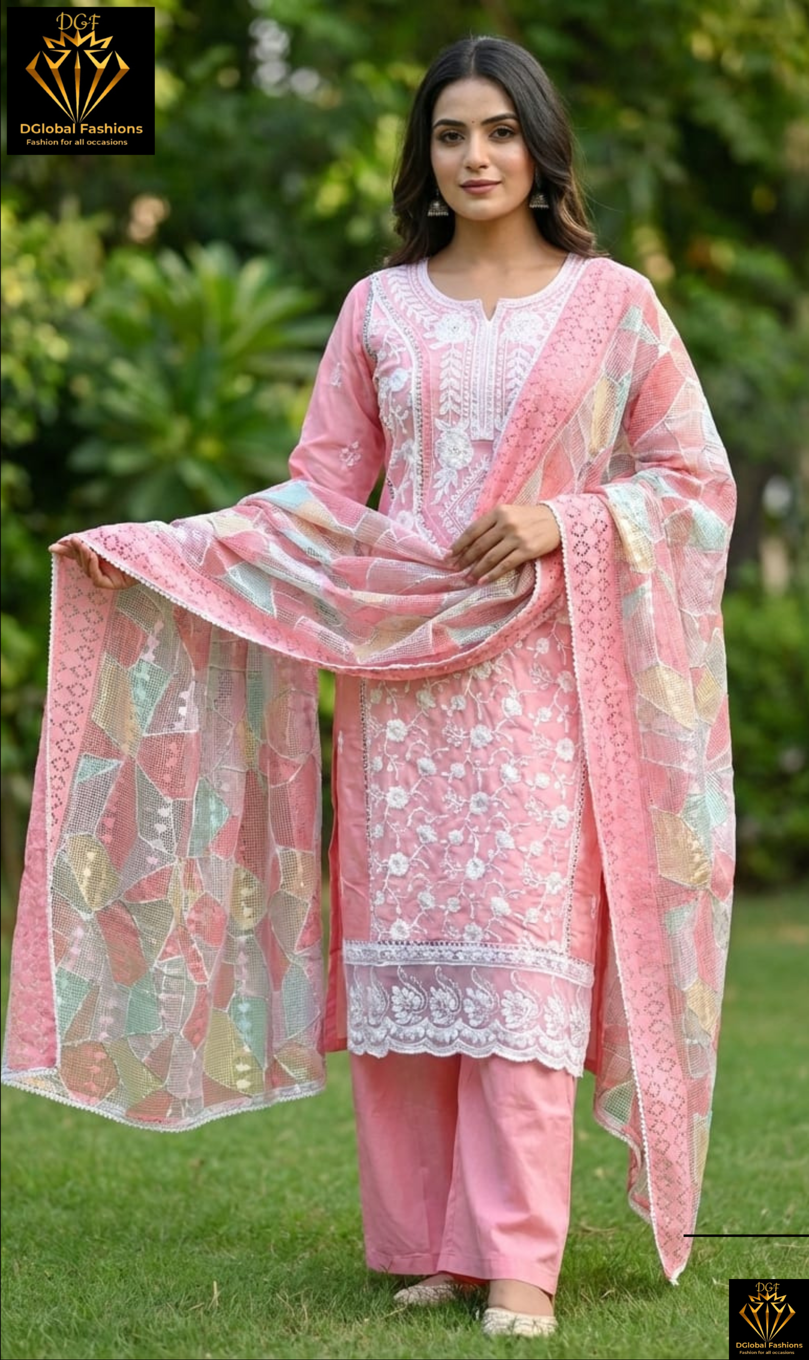 Cotton Suit Set with Intricate Embroidery