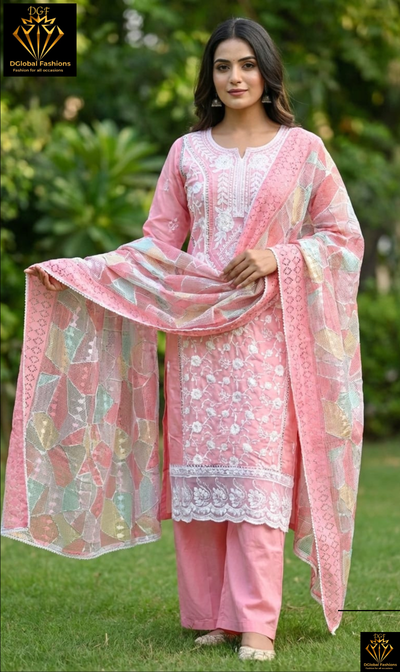 Cotton Suit Set with Intricate Embroidery