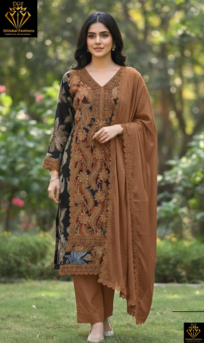 Embroidery Kurta Pant Set with Matching Dupatta