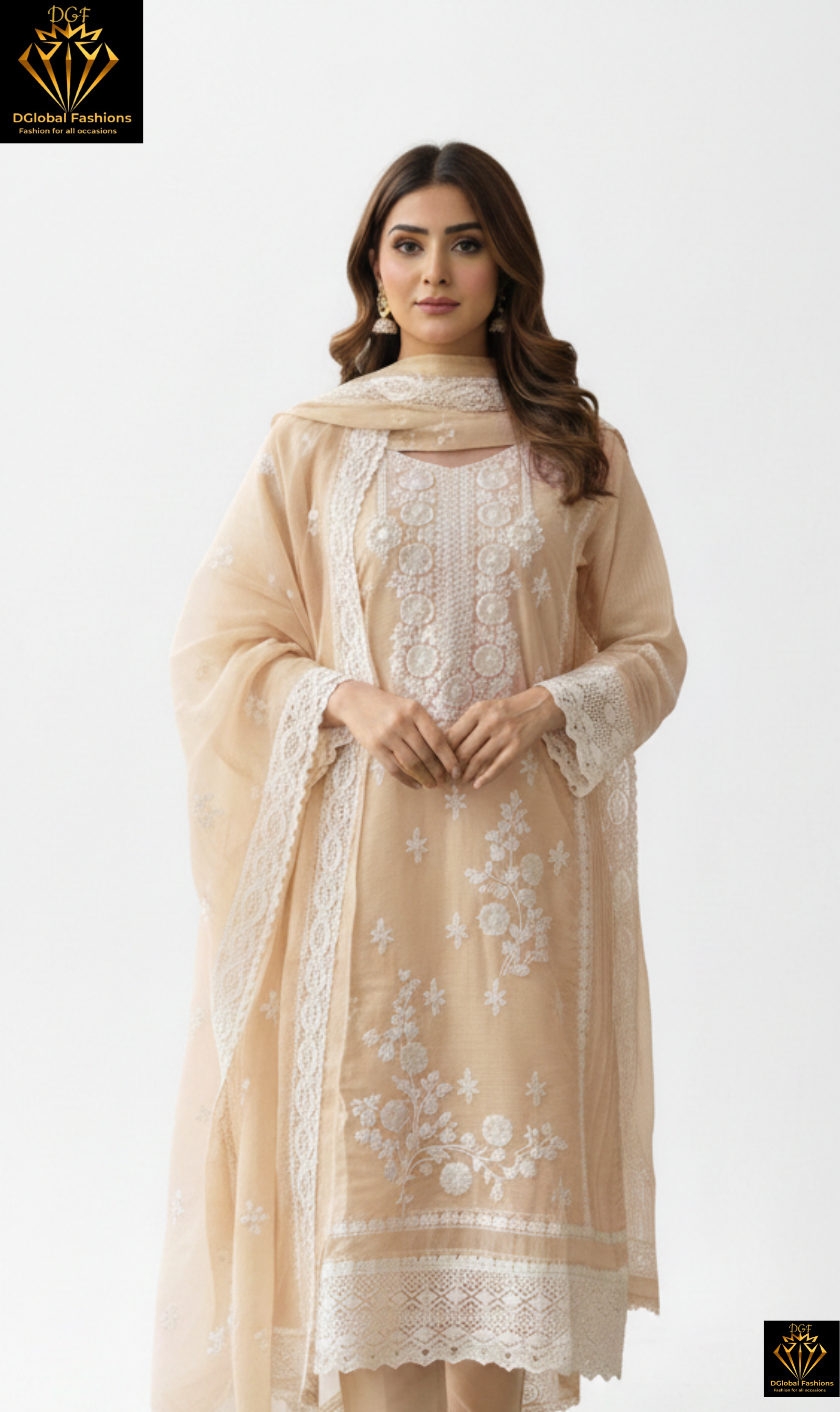 Kota Fabric Lace Embroidery Kurta Pant & Dupatta Suit Set