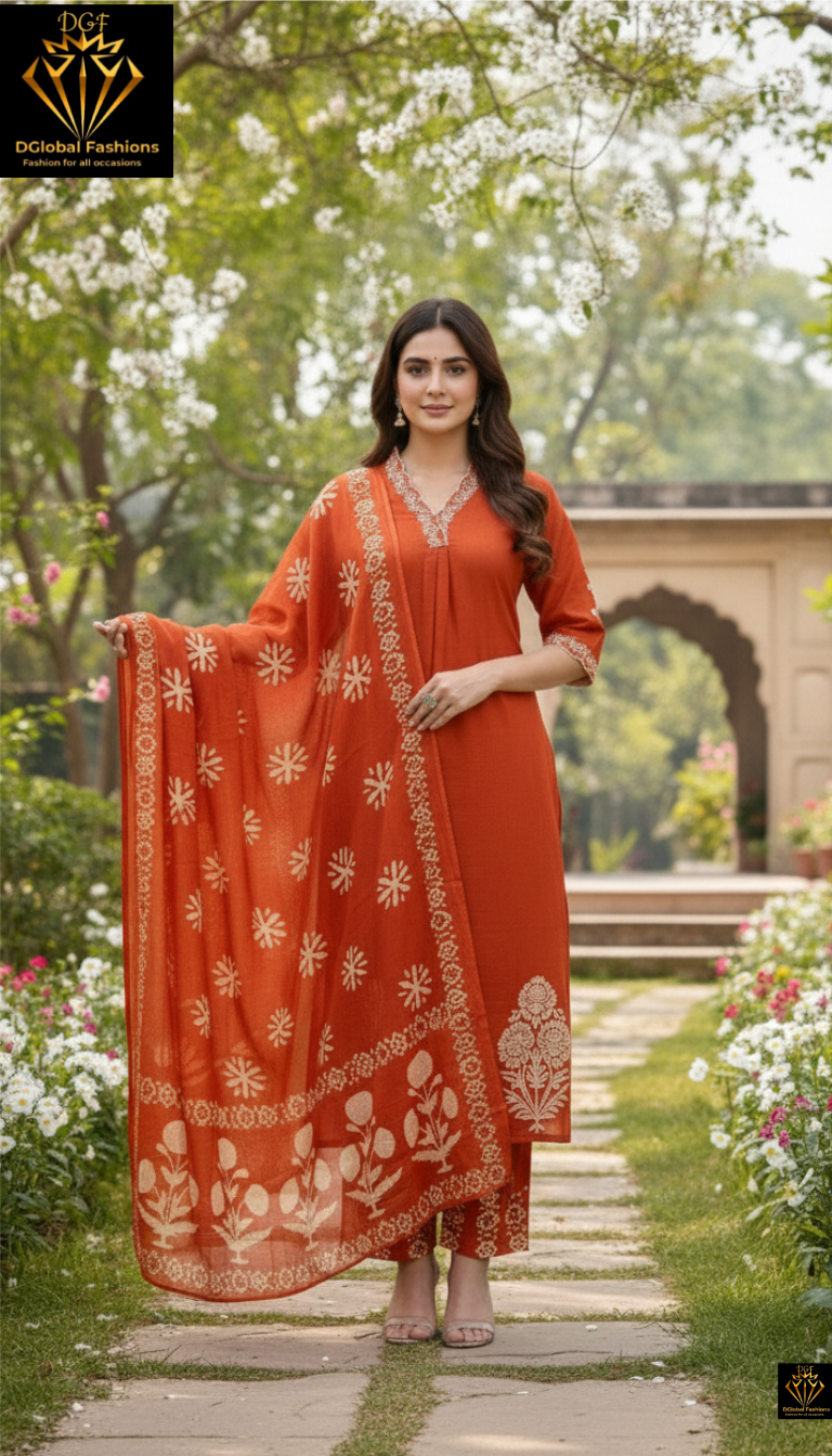 Cotton Three-Piece Suit Set