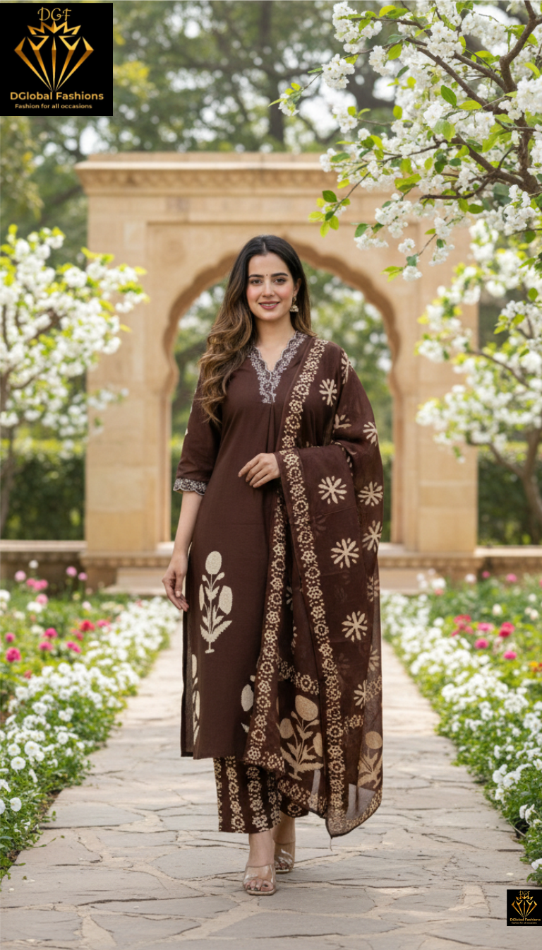 Cotton Three-Piece Suit Set