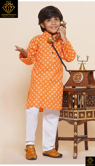 Motif Printed Kurta Pyjama Set with Full Sleeves