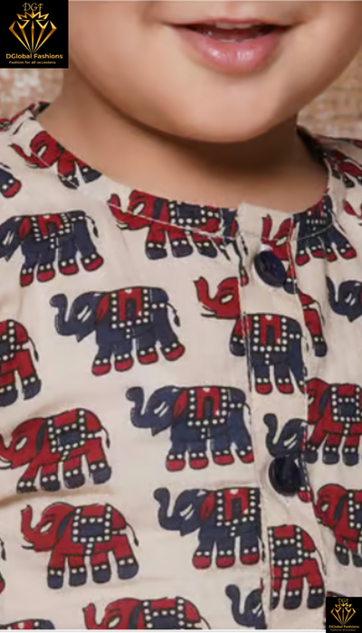 Elephant Printed Kurta & Dhoti Set for Kids