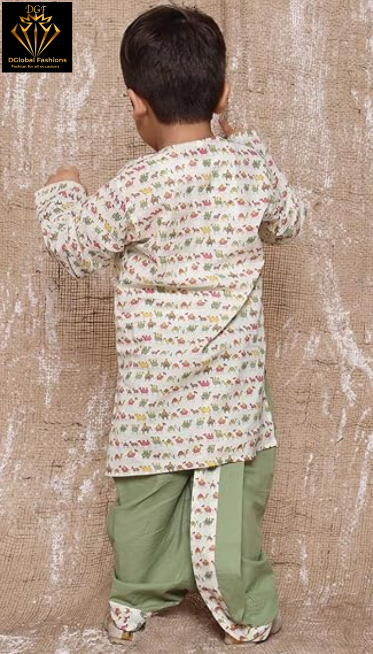 Kids Printed Kurta Dhoti Set for Boys