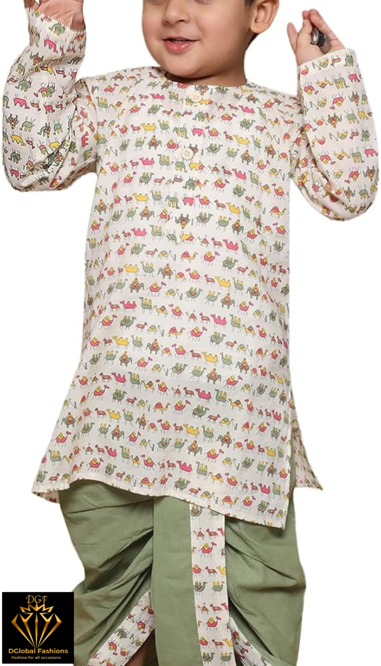Kids Printed Kurta Dhoti Set for Boys