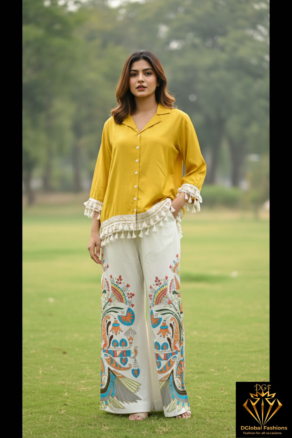 Co-Ord Set Muslin Silk Shirt with Linen Pants
