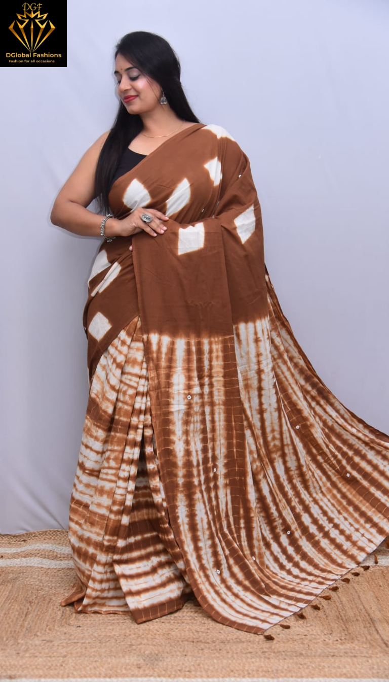 Organic Cotton Hand-Dyed Shibori Saree