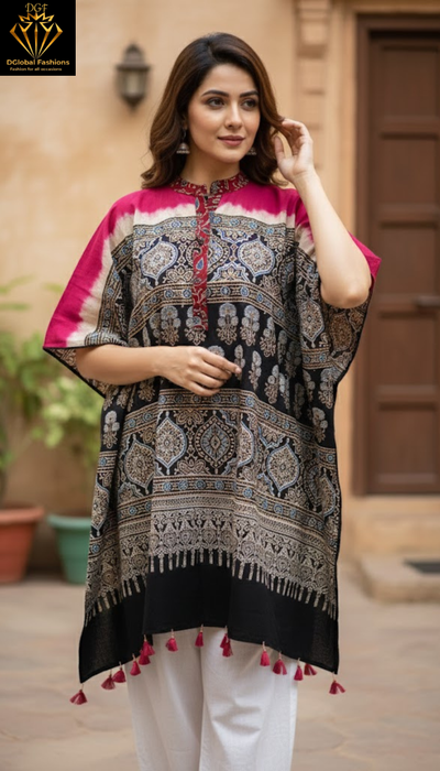 Cotton Hand Block Ajrakh Kaftan
