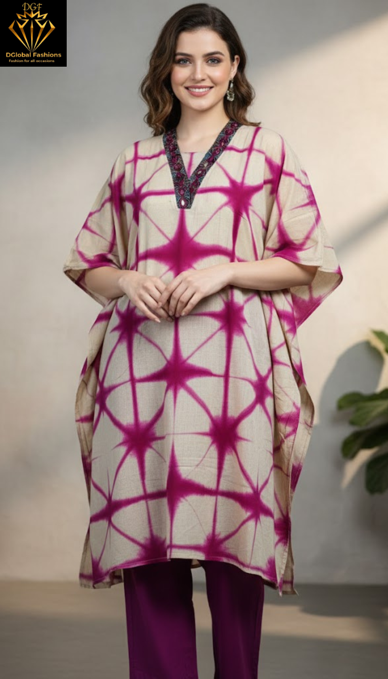Cotton Hand Clamp Dyed Kaftan
