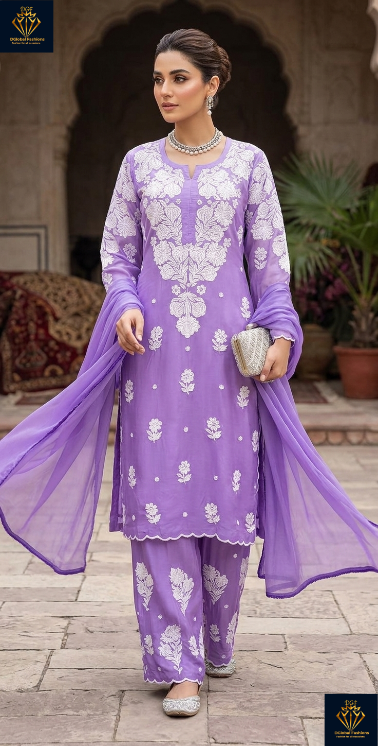 Crepe Kurta Palazzo Set with Dupatta