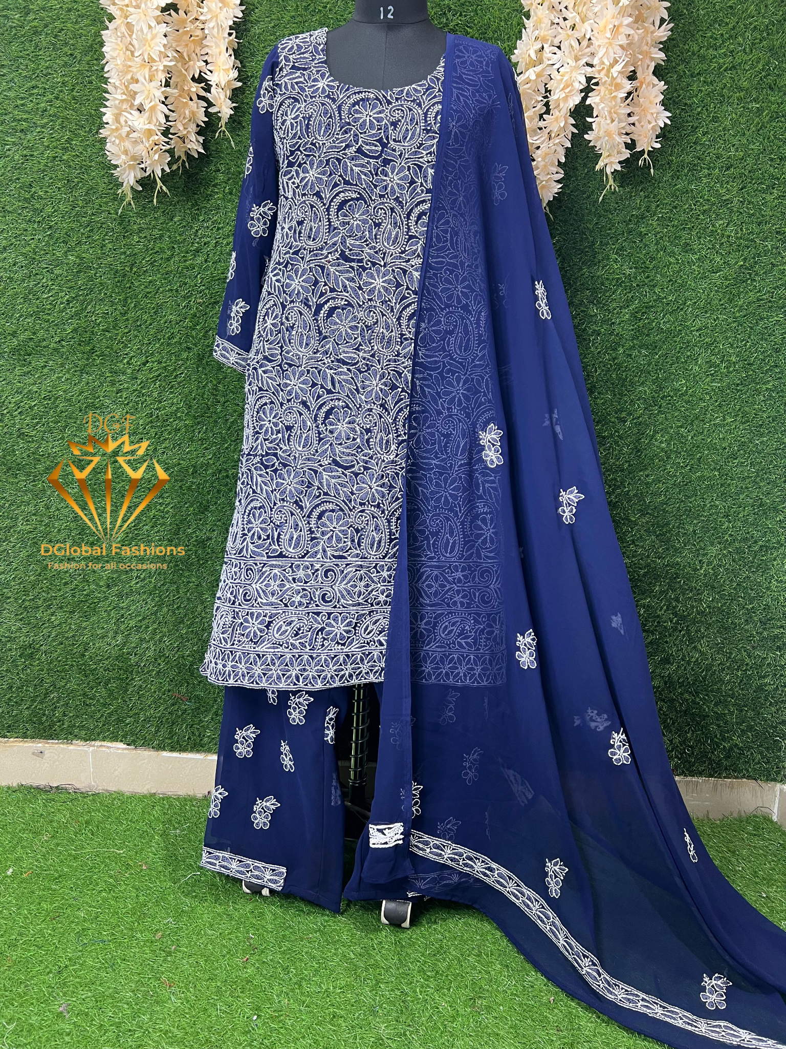 Lucknowi Chikankari Suit with Full Jaal Hand Embroidery