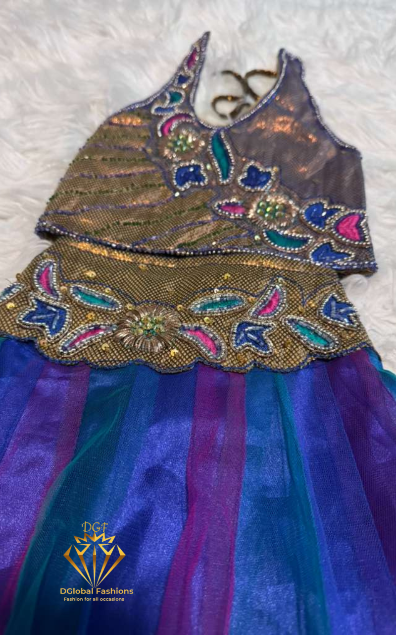 Multicolor Party Wear Lehenga Choli with Embroidered Blouse