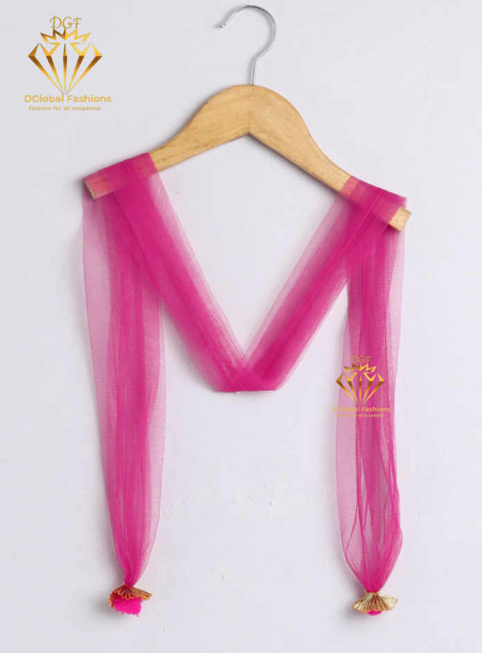 Girls Fuchsia Embroidered Ready to Wear Lehenga & Blouse With Dupatta