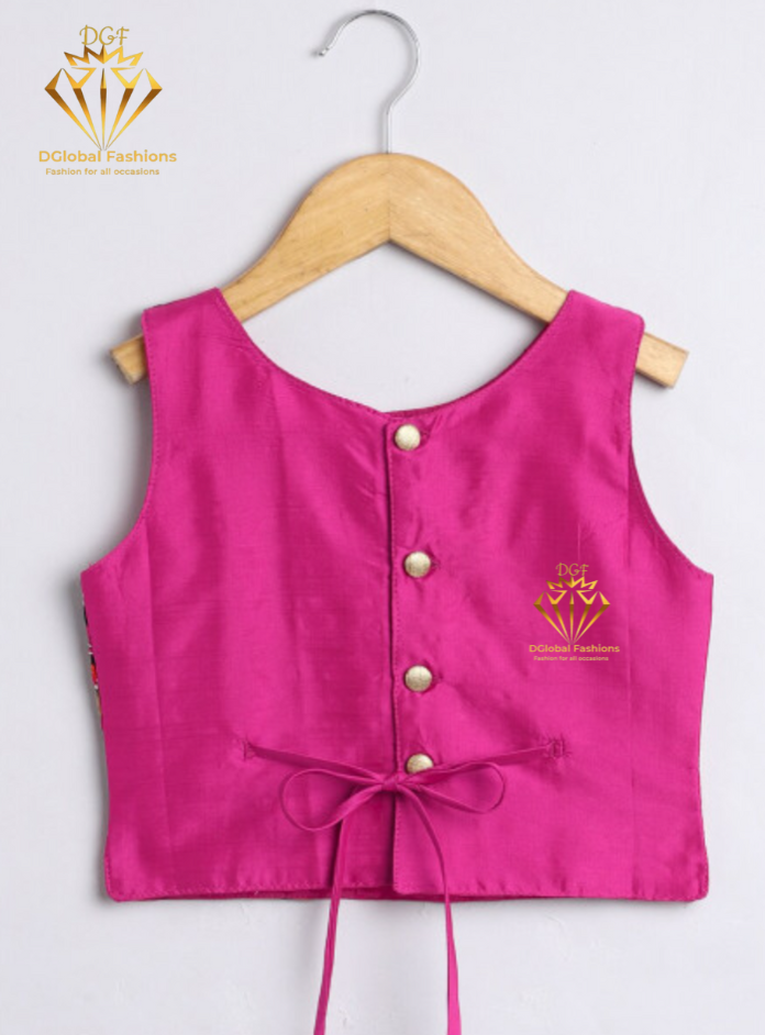 Girls Fuchsia Embroidered Ready to Wear Lehenga & Blouse With Dupatta