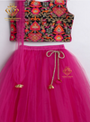 Girls Fuchsia Embroidered Ready to Wear Lehenga & Blouse With Dupatta