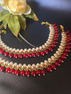 Kundan anklet with back meena