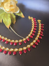 Back meena kundan anklet with ruby beads