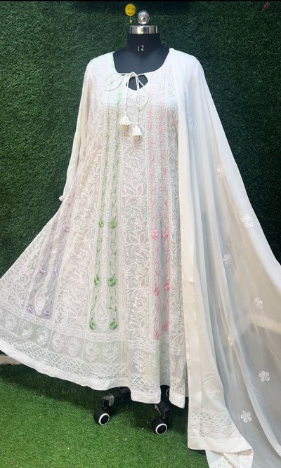 Lucknowi chikankari anarkali