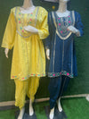 Embroidered kurta set with dhoti pants