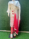 Embroidered kurta set with printed pants and dupatta