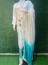 Embroidered kurta set with printed pants and dupatta