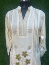 Embroidered kurta set with printed pants and dupatta