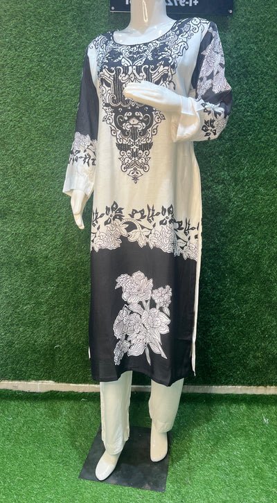 Muslin silk digital print suit