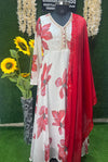 Silk print gown with dupatta