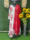 Silk print gown with dupatta