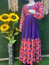 Purple printed designer gown