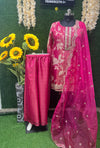 Pink palazzo suit set with embroidered dupatta