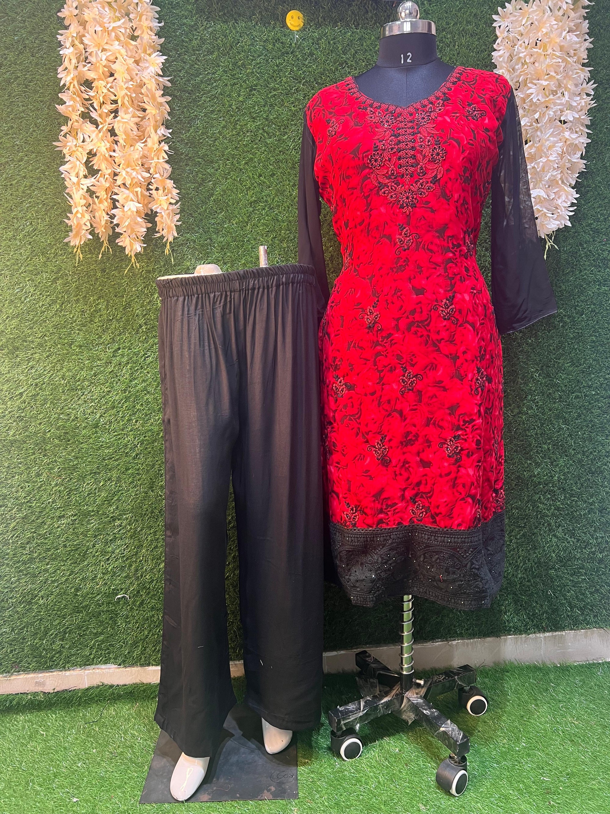 Georgette 3-Piece Suit Set with Fully Embroidery Dupatta