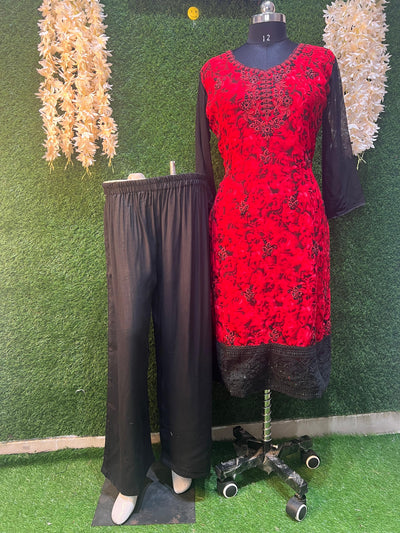 Georgette 3-Piece Suit Set with Fully Embroidery Dupatta