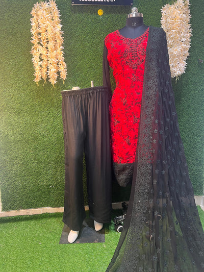 Georgette 3-Piece Suit Set with Fully Embroidery Dupatta