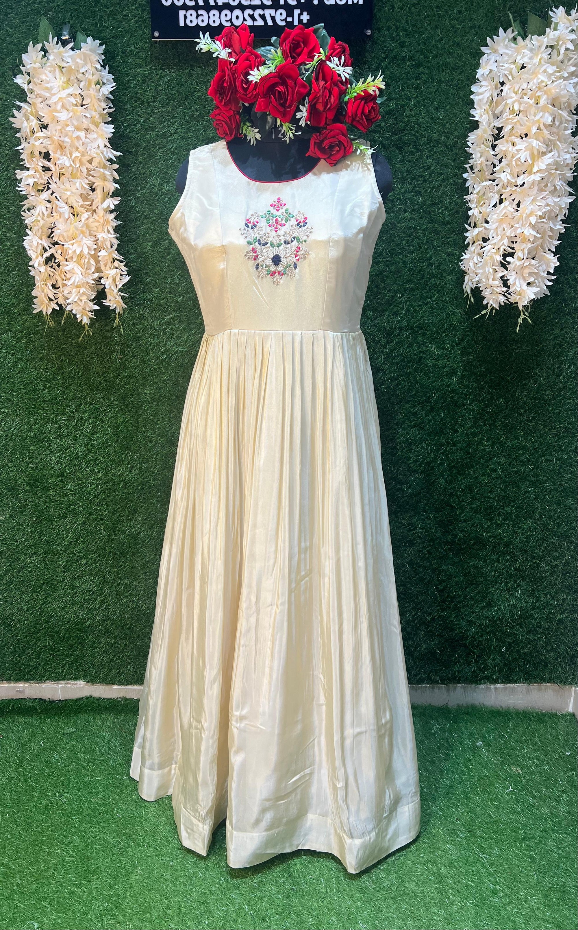 Off white desginer silk gown