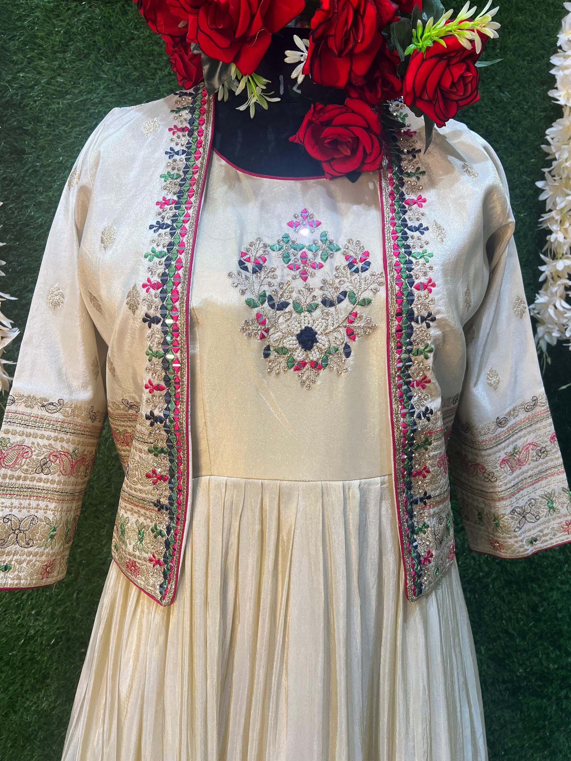 Off white desginer silk gown