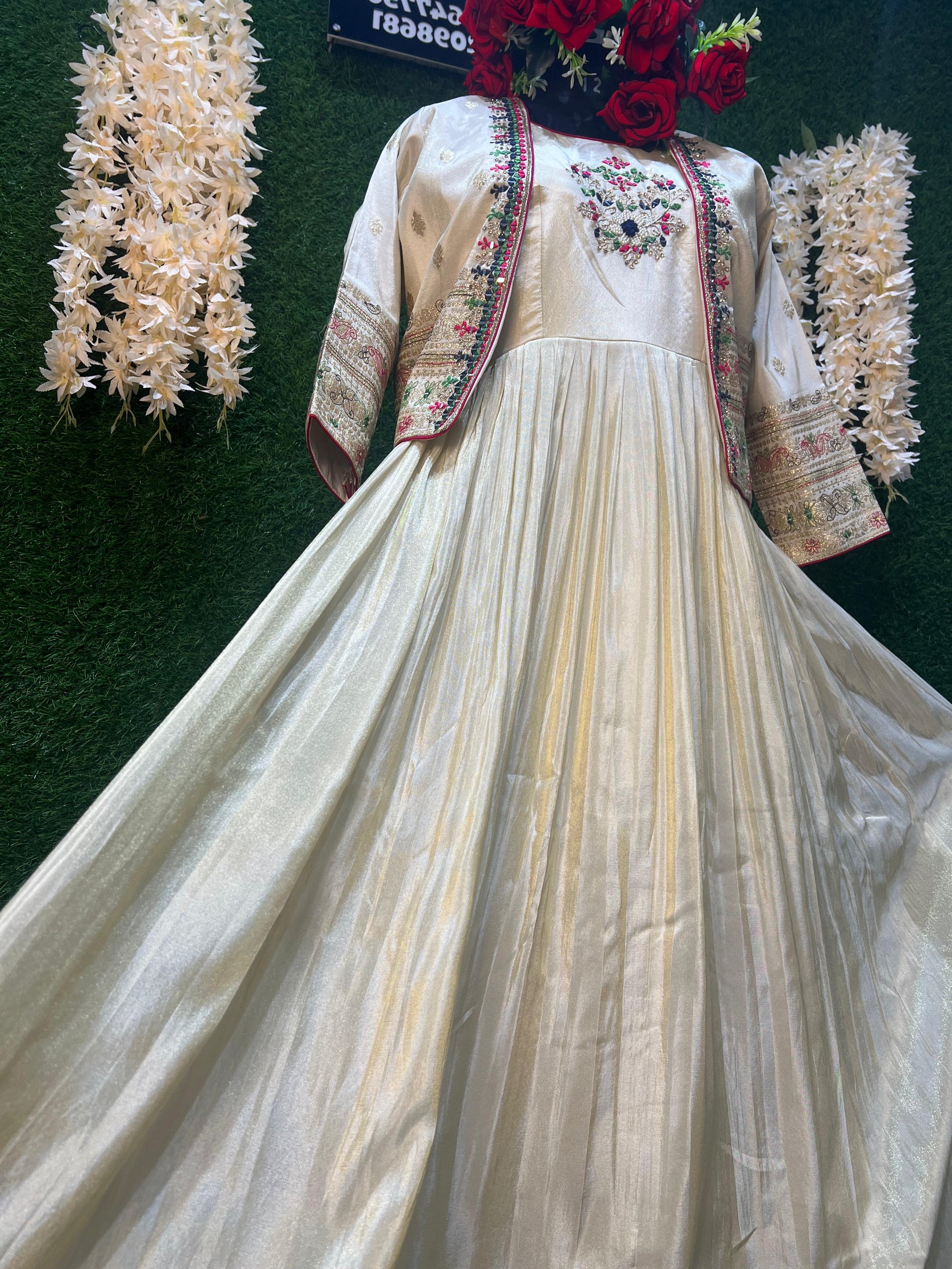 Off white desginer silk gown