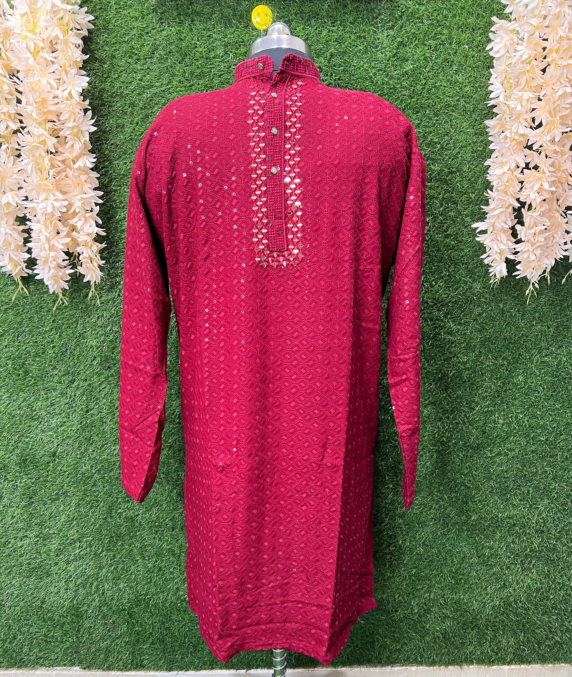 Chikankari Kurta Set with Mirror & Sequin Work